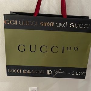 Large Gucci 100 Shopping Bag Green and Black Shopping Bag